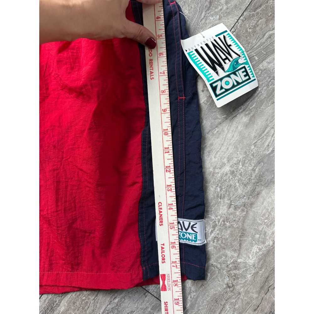 Vintage Wave Zone Swim Trunks Mens XL Red Navy Colorblock Nylon Shorts NWT 0363 - Picture 6 of 8